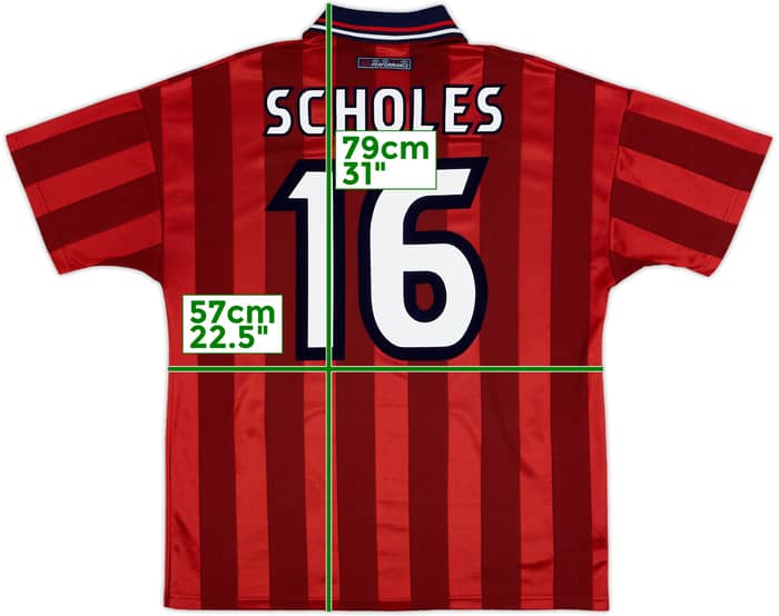 1997-99 England Away Shirt Scholes #16 - 9/10 - (L)