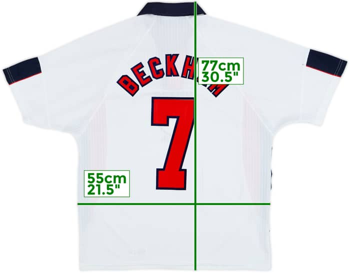 1997-99 England Home Shirt Beckham #7 - 7/10 - (M)