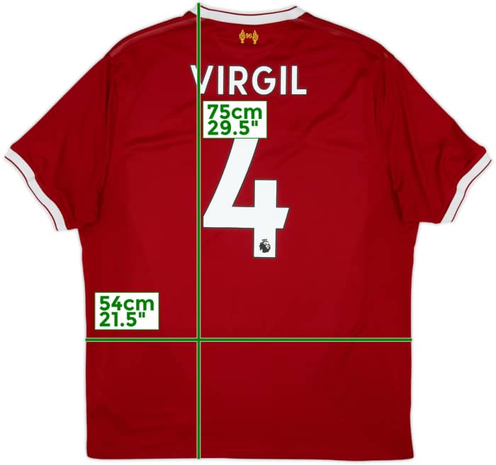 2017-18 Liverpool 125 Years Home Shirt Virgil #4 - 7/10 - (Women's XL)