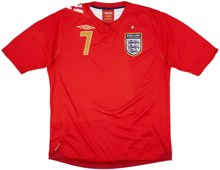 2006-08 England Away Shirt Beckham #7 - 6/10 - (L)