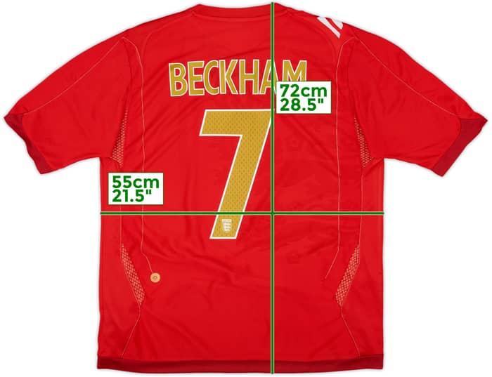 2006-08 England Away Shirt Beckham #7 - 6/10 - (L)