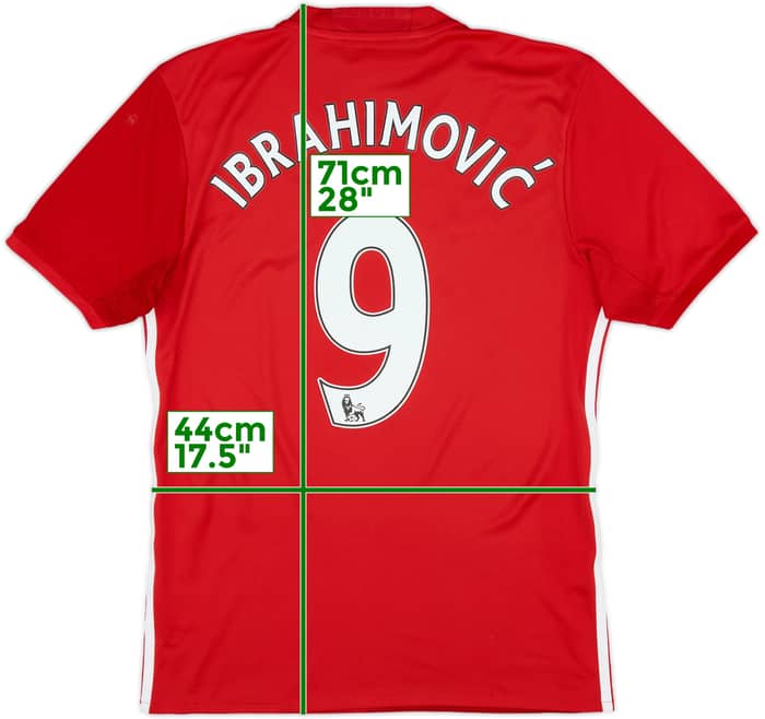 2016-17 Manchester United Home Shirt Ibrahimovic #9 - 7/10 - (S)