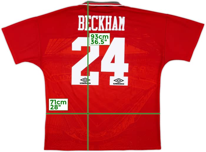 1994-96 Manchester United Home Shirt Beckham #24 - 9/10 - (XXL)