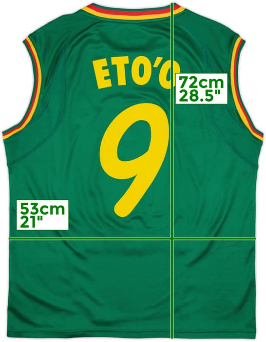 2002 Cameroon Home Vest Shirt Eto'o #9 - 9/10 - (XL)