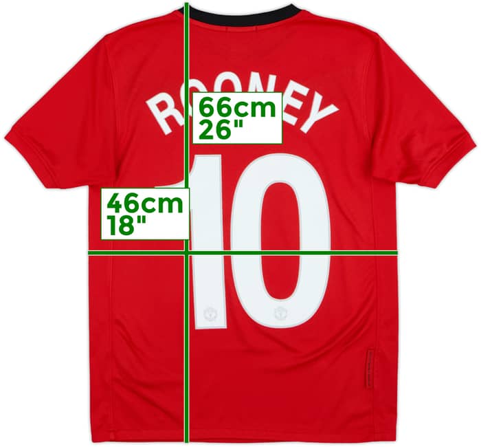 2009-10 Manchester United Home Shirt Rooney #10 - 9/10 - (L.Boys)
