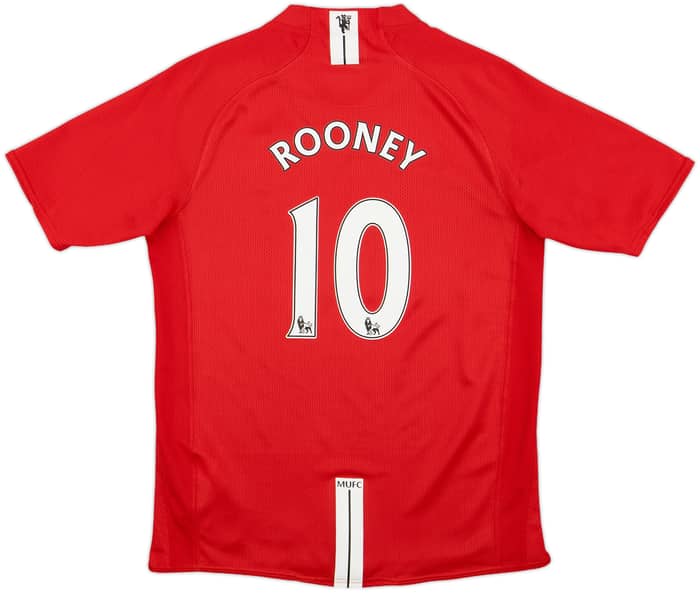 2007-09 Manchester United Home Shirt Rooney #10 - 9/10 - (XL.Boys)