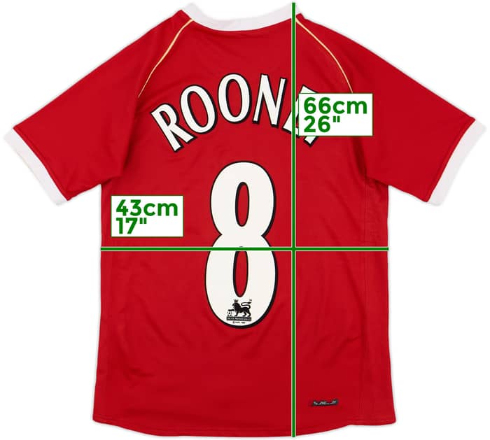 2006-07 Manchester United Home Shirt Rooney #8 - 8/10 - (L.Boys)