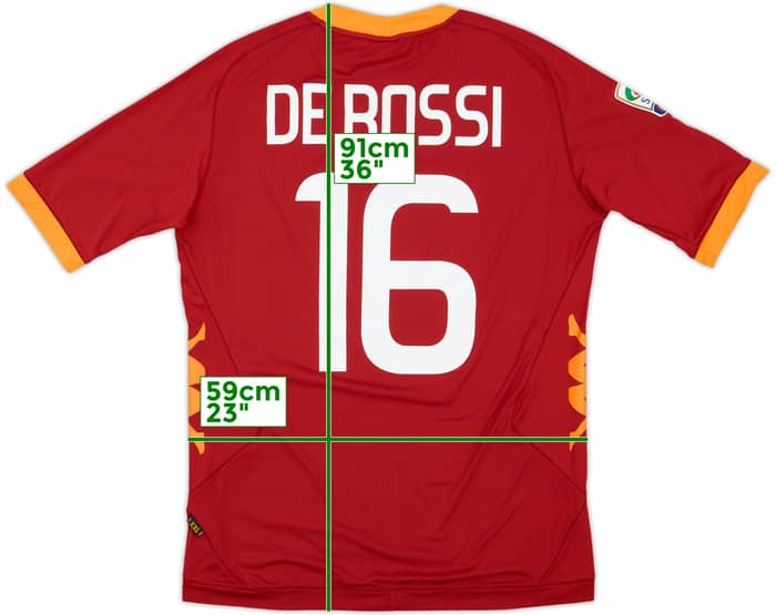 2011-12 Roma Home Shirt De Rossi #16 - 9/10 - (XXL)