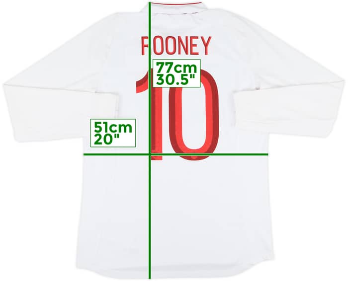 2012-13 England Home L/S Shirt Rooney #10 - 9/10 - (L)
