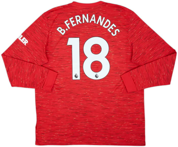 2020-21 Manchester United Home L/S Shirt B.Fernandes #18 - 10/10 - (XL)