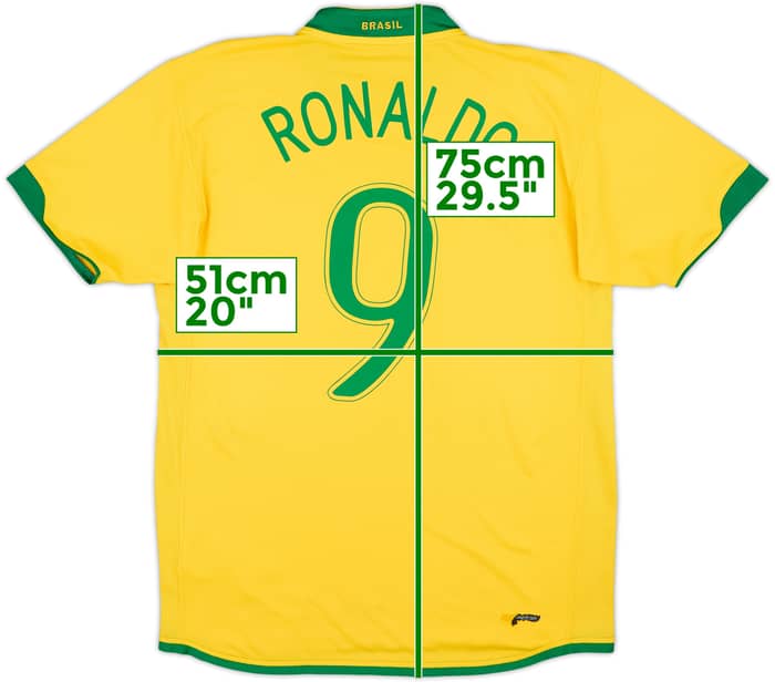 2006-08 Brazil Home Shirt Ronaldo #9 - 6/10 - (M)