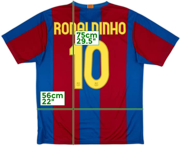 2007-08 Barcelona Basic Home Shirt Ronaldinho #10 - 7/10 - (L)