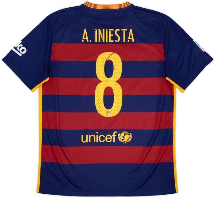 2015-16 Barcelona Home Shirt A.Iniesta #8 - 8/10 - (L)