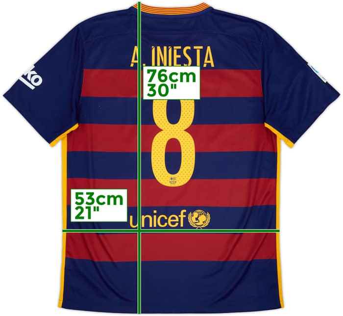 2015-16 Barcelona Home Shirt A.Iniesta #8 - 8/10 - (L)