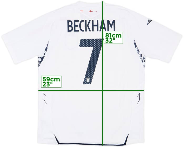 2007-09 England Home Shirt Beckham #7 - 7/10 - (XL)