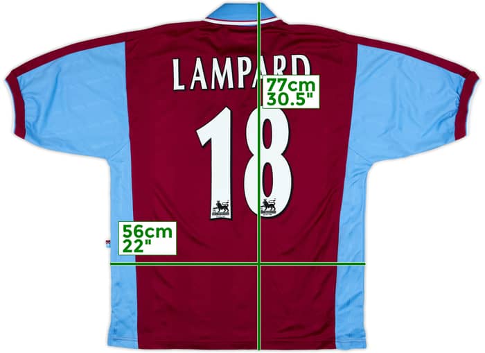 1997-98 West Ham Home Shirt Lampard#18 - 8/10 - (L)