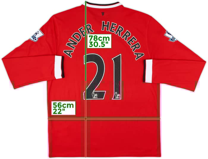 2014-15 Manchester United Home L/S Shirt Ander Herrera #21 - 8/10 - (L)