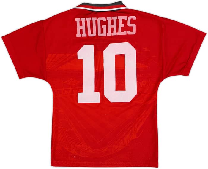 1994-96 Manchester United Home Shirt Hughes #10 - 5/10 - (S.Boys)