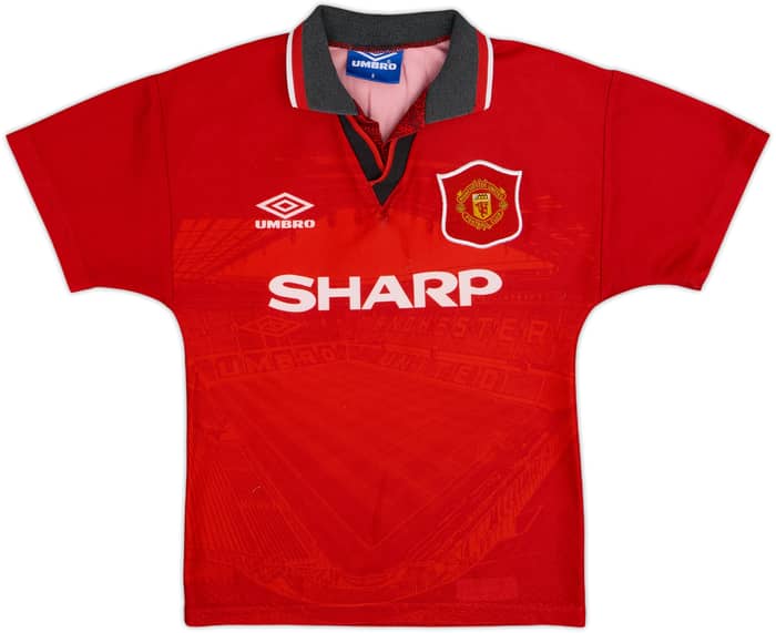1994-96 Manchester United Home Shirt Hughes #10 - 5/10 - (S.Boys)