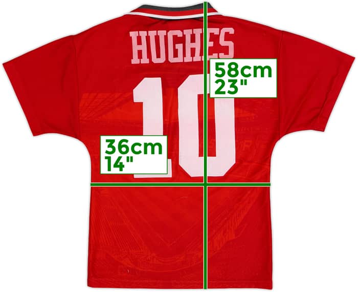 1994-96 Manchester United Home Shirt Hughes #10 - 5/10 - (S.Boys)
