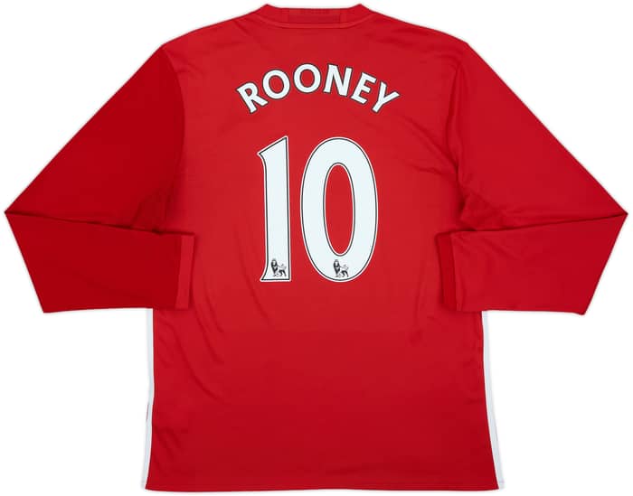 2016-17 Manchester United Home L/S Shirt Rooney #10 - 9/10 - (L)
