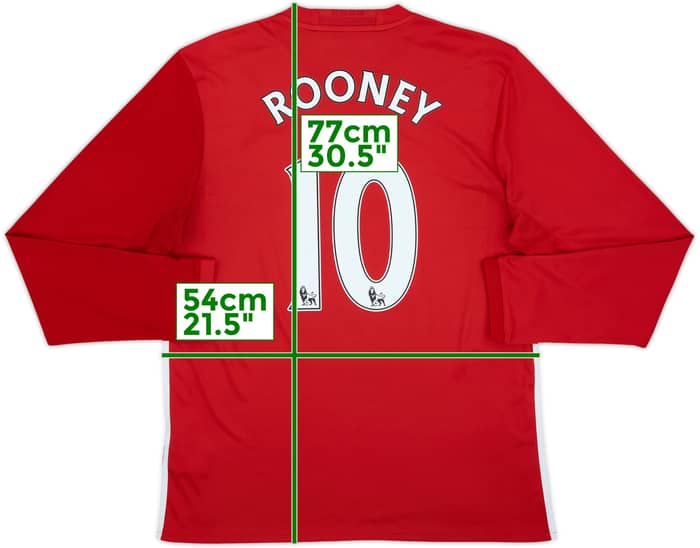 2016-17 Manchester United Home L/S Shirt Rooney #10 - 9/10 - (L)