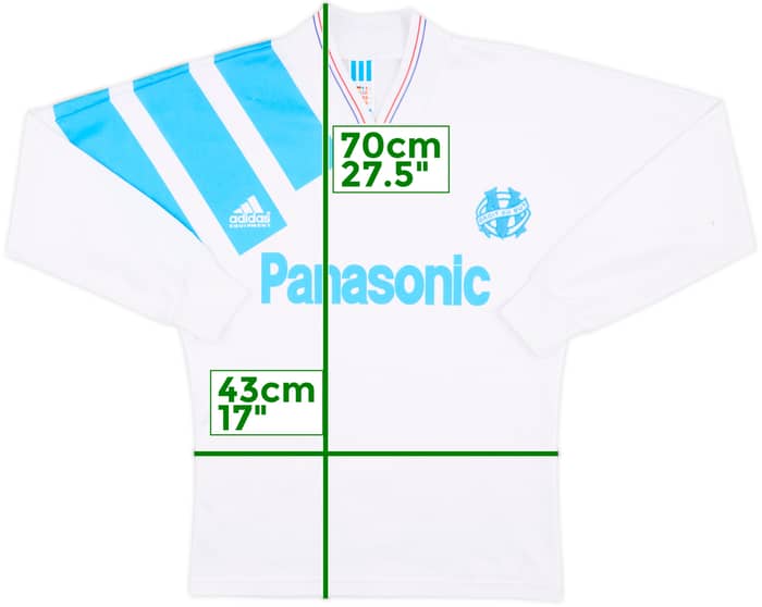1991-92 Olympique Marseille Home L/S Shirt - 7/10 - (S/M)