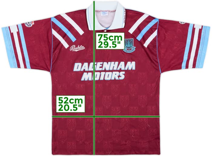 1991-92 West Ham Home Shirt - 7/10 - (M)