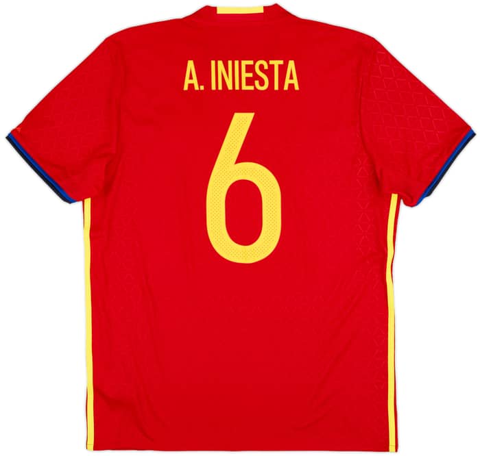 2016-17 Spain Home Shirt A. Iniesta #6 - 10/10 - (L)