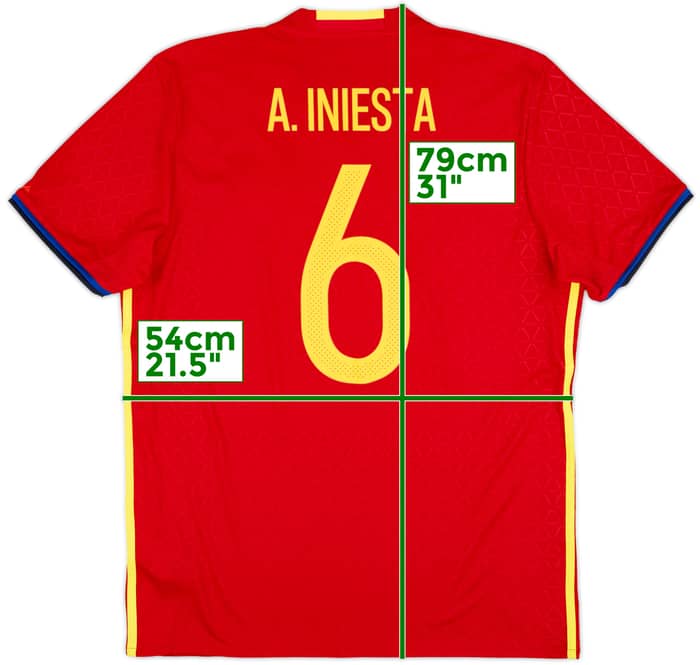 2016-17 Spain Home Shirt A. Iniesta #6 - 10/10 - (L)