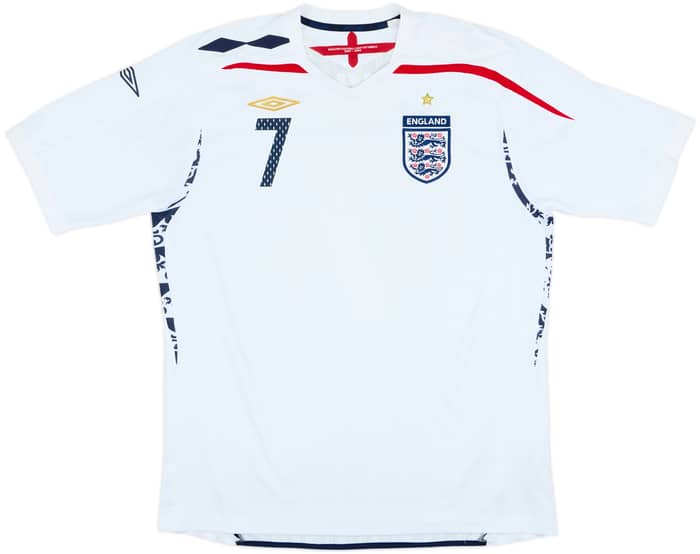 2007-09 England Home Shirt Beckham #7 - 7/10 - (XL)