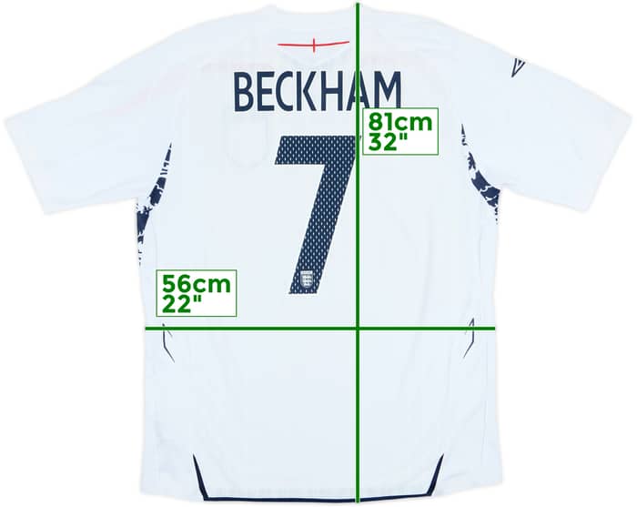 2007-09 England Home Shirt Beckham #7 - 7/10 - (XL)