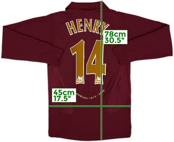 2005-06 Arsenal Home L/S Shirt Henry #14 - 8/10 - (S)