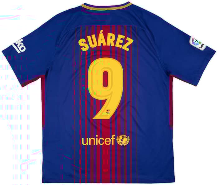 2017-18 Barcelona Home Shirt Suarez #9 - 8/10 - (L)