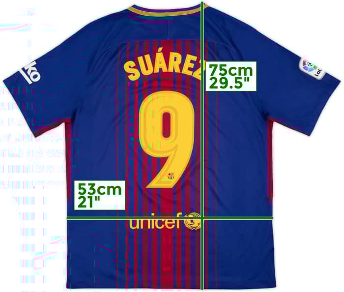 2017-18 Barcelona Home Shirt Suarez #9 - 8/10 - (L)