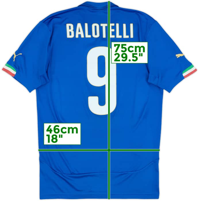 2014-15 Italy Home Shirt Balotelli #9 - 9/10 - (M)