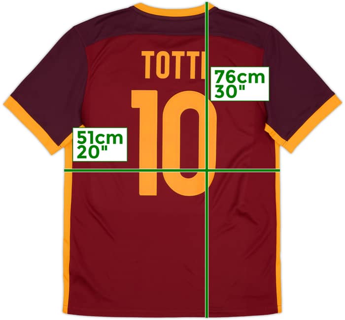 2015-16 Roma Home Shirt Totti #10 - 9/10 - (M)