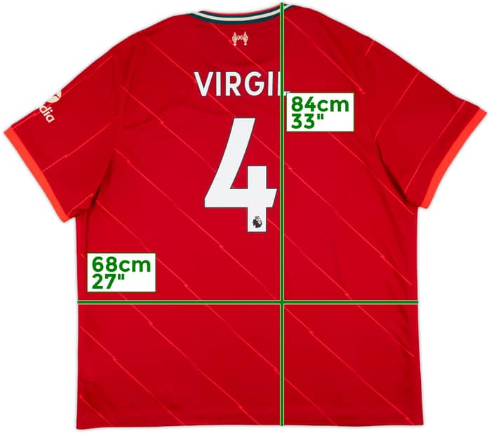 2021-22 Liverpool Home Shirt Virgil #4 - 8/10 - (3XL)