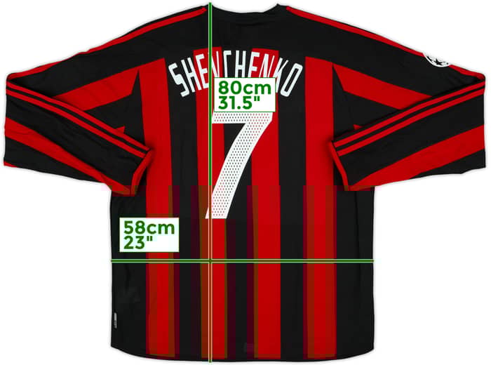 2003-04 AC Milan Home L/S Shirt Shevchenko #7 - 4/10 - (L)