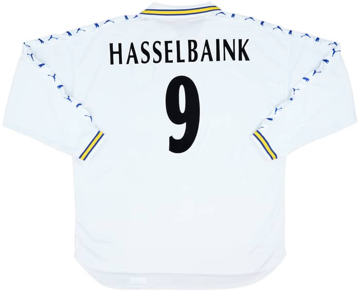 1998-00 Leeds United Home L/S Shirt Hasselbaink #9 - 7/10 - (XXL)