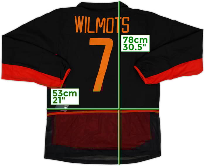 2002-04 Belgium Player Issue Away L/S Shirt Wilmots #7 (M)