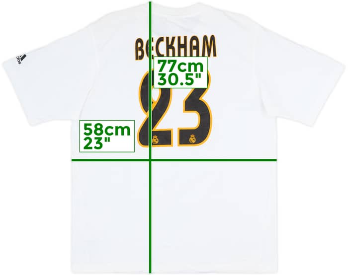 2003-04 Real Madrid adidas Graphic Tee Beckham #23 - 6/10 - (L)