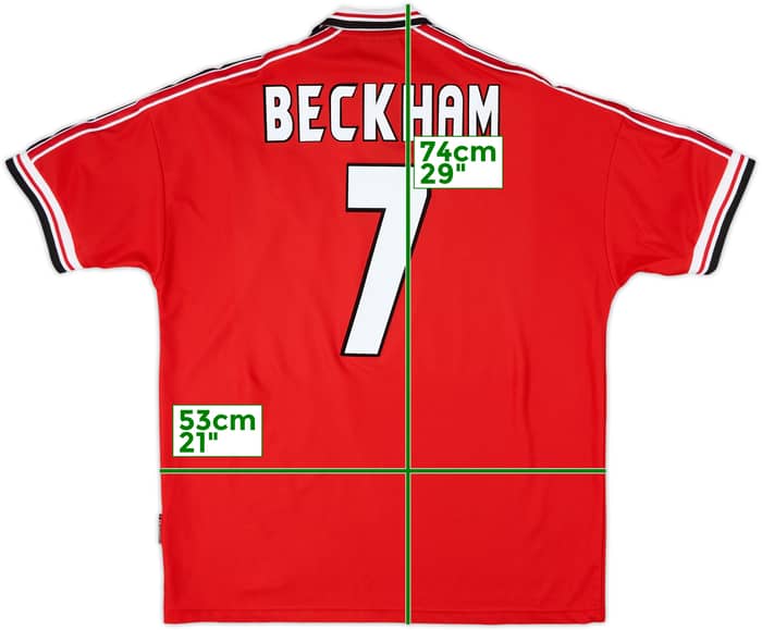 1998-00 Manchester United Home Shirt Beckham #7 - 8/10 - (XL)