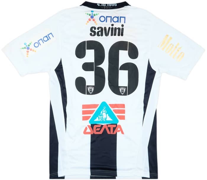 2009-10 PAOK Player Issue Signed Home Shirt Savini #36 - 5/10 - (L)