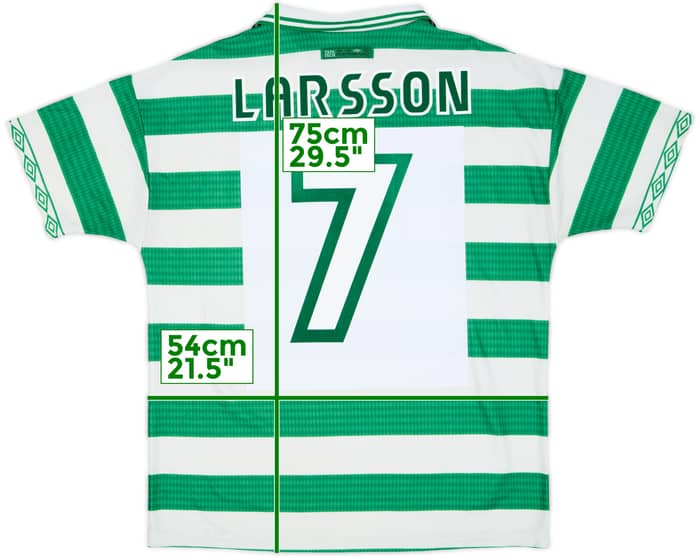 1997-99 Celtic Home Shirt Larsson #7 - 8/10 - (XL)