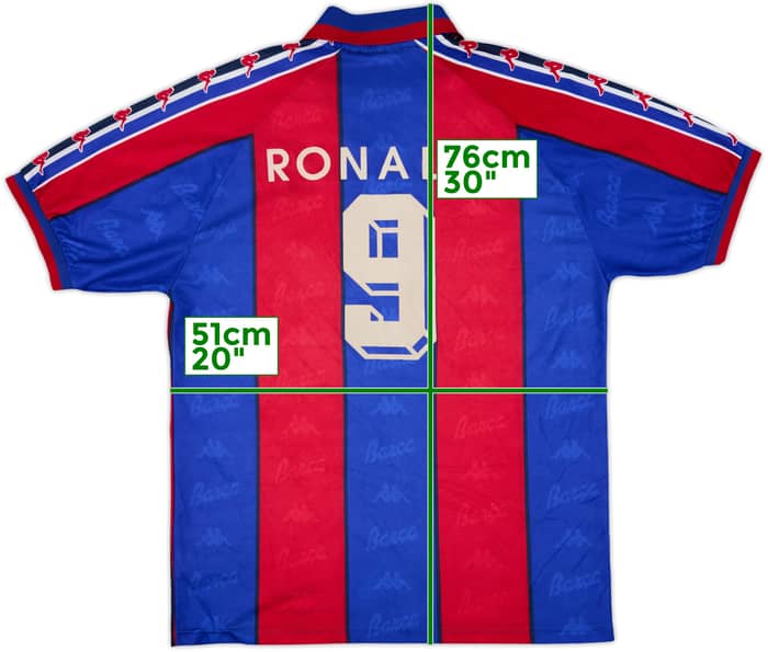 1995-97 Barcelona Home Shirt Ronaldo #9 - 8/10 - (L)