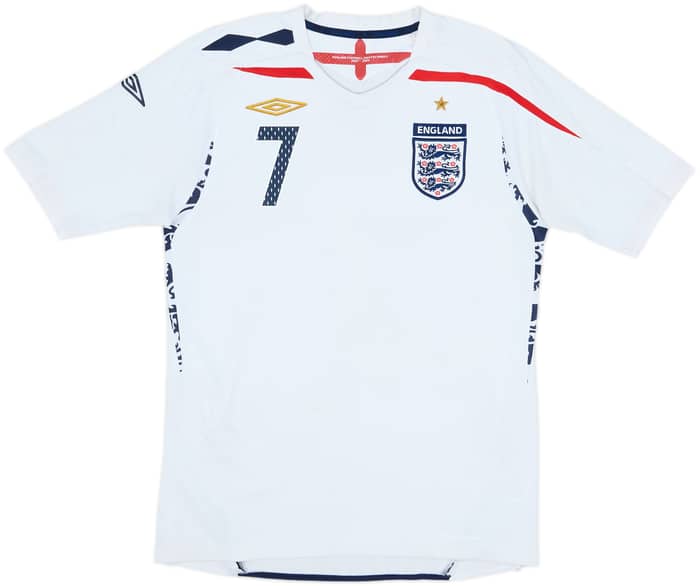 2007-09 England Home Shirt Beckham #7 - 6/10 - (S)