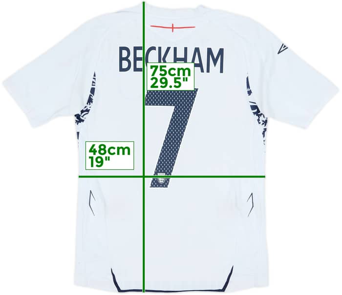 2007-09 England Home Shirt Beckham #7 - 6/10 - (S)