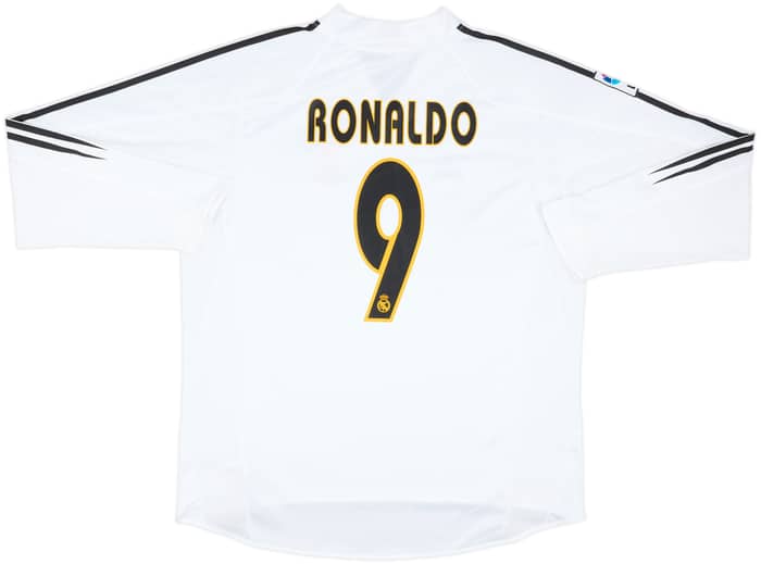 2004-05 Real Madrid Home L/S Shirt Ronaldo #9 - 9/10 - (XL)