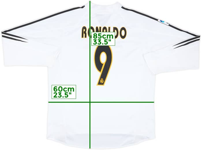 2004-05 Real Madrid Home L/S Shirt Ronaldo #9 - 9/10 - (XL)